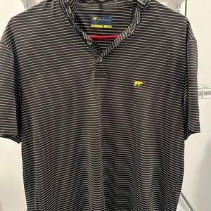 johnnie-O Black and White Striped Polo Shirt